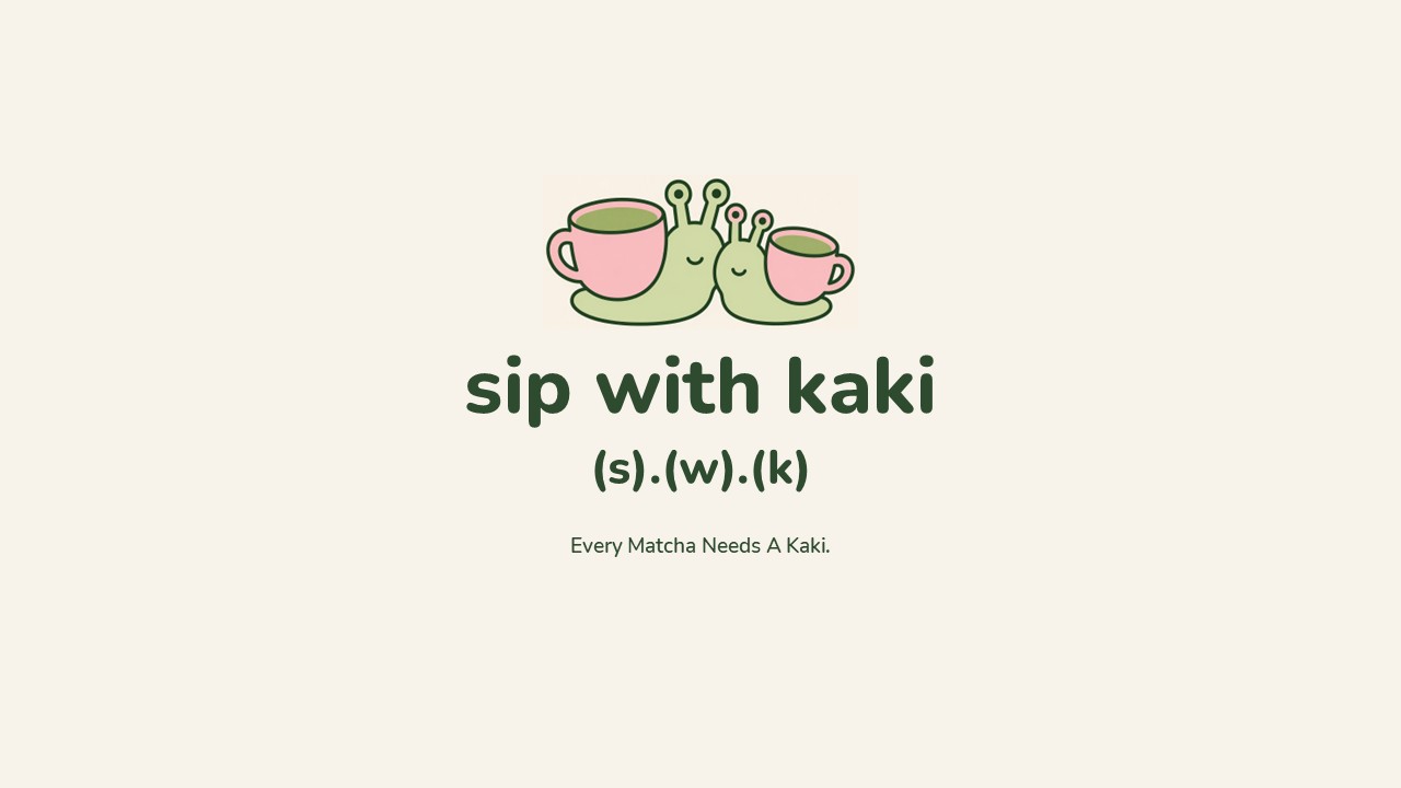 Sip With Kaki logo — two snail cup characters